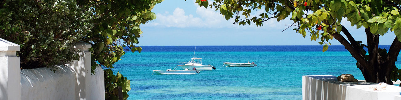 The street with a sea view in Cockburn town on Grand Turk island, Turks & Caicos