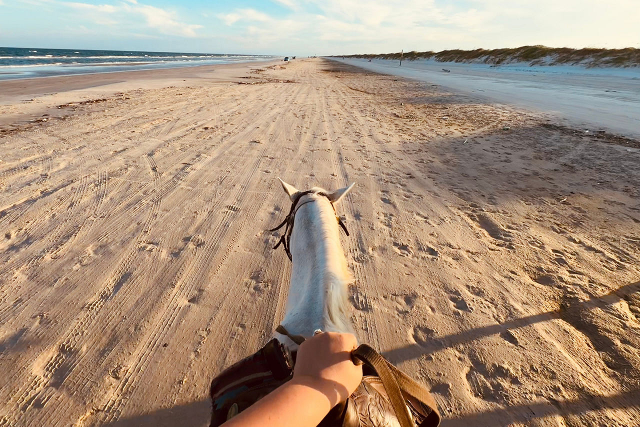 Sunset horseback riding on South Padre Island, Texas