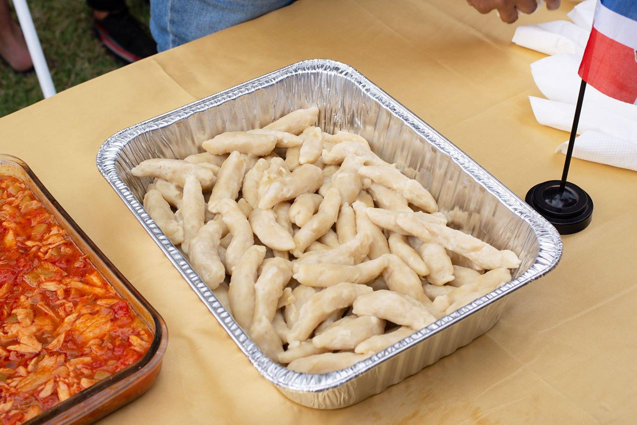 Traditional Dominican domplines with cod