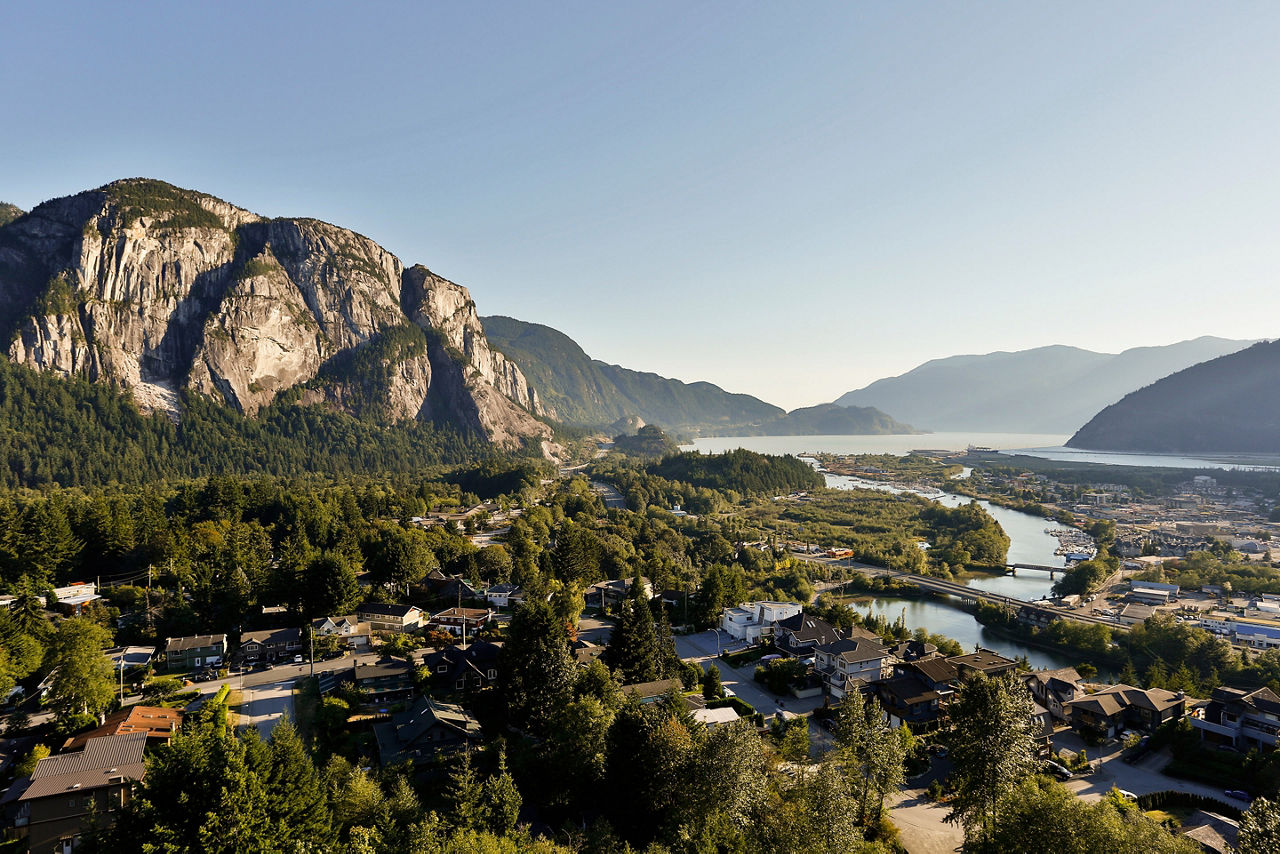 View of Stawamus Chief Provincial Park in Squamish, British Columbia, Canada