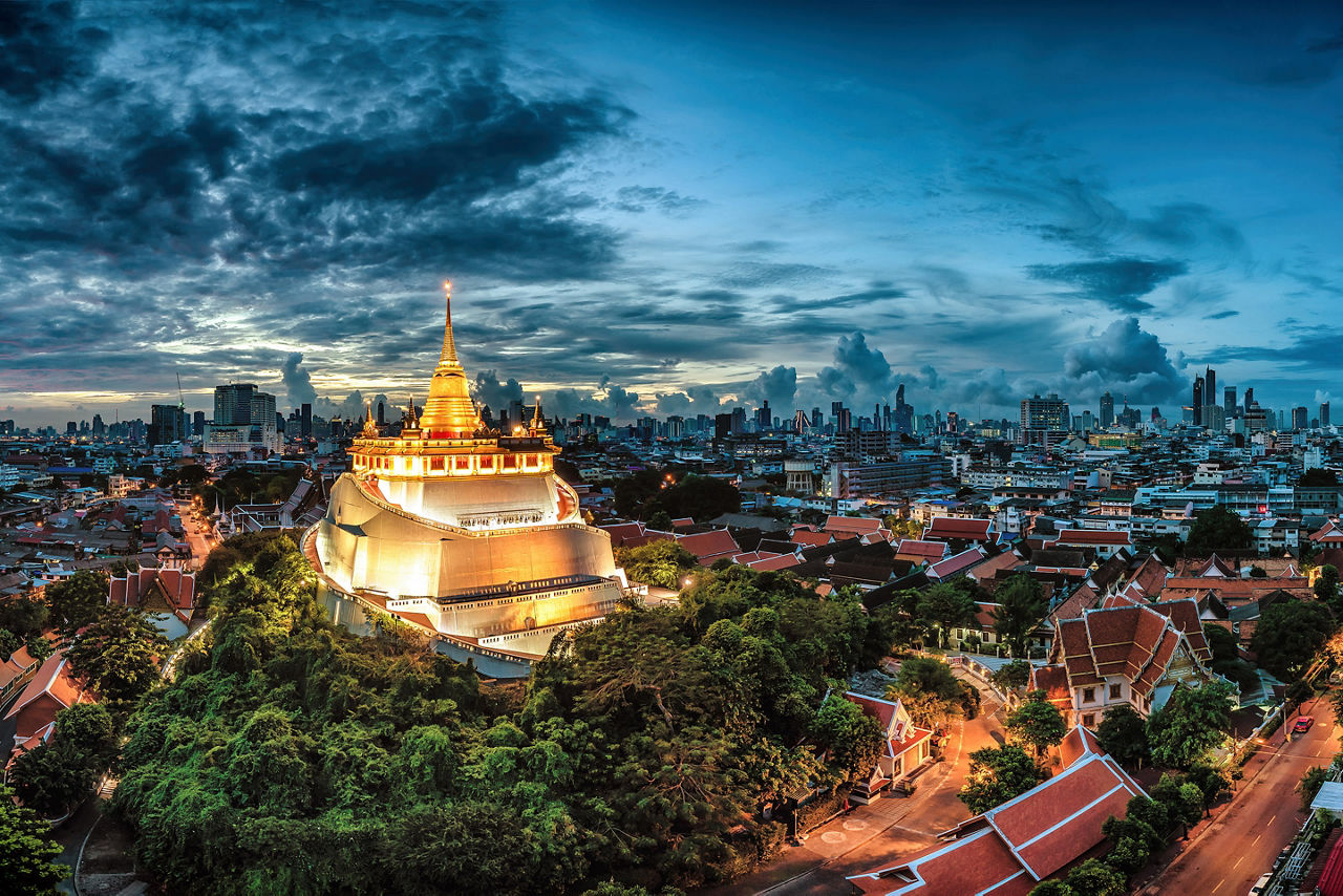 Wat Saket, The Golden Mount Temple, Bangkok, Thailand.