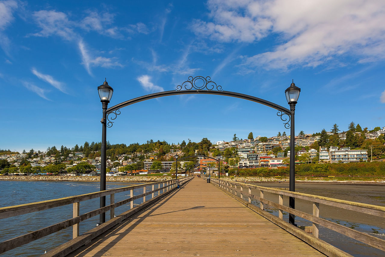White Rock Pier in British Columbia Canada on a beautiful sunny day