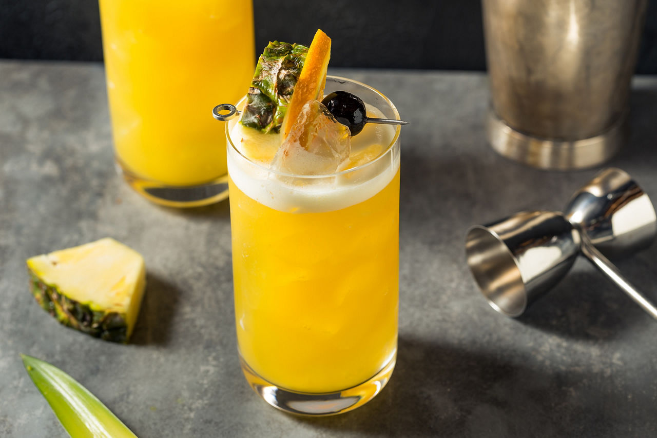 Yellow Bird Cocktail with Rum and Pineapple