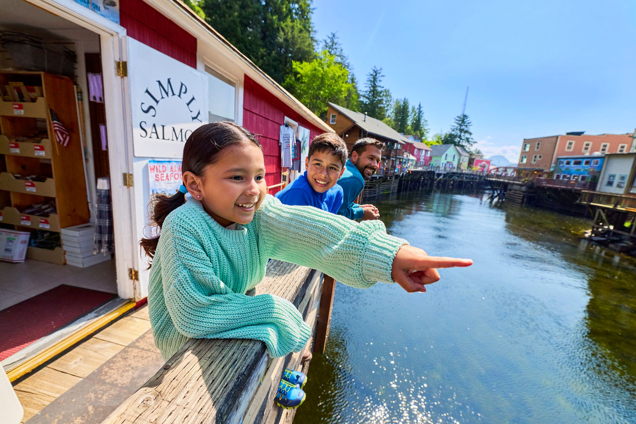 Family at Creek Street in Ketchikan