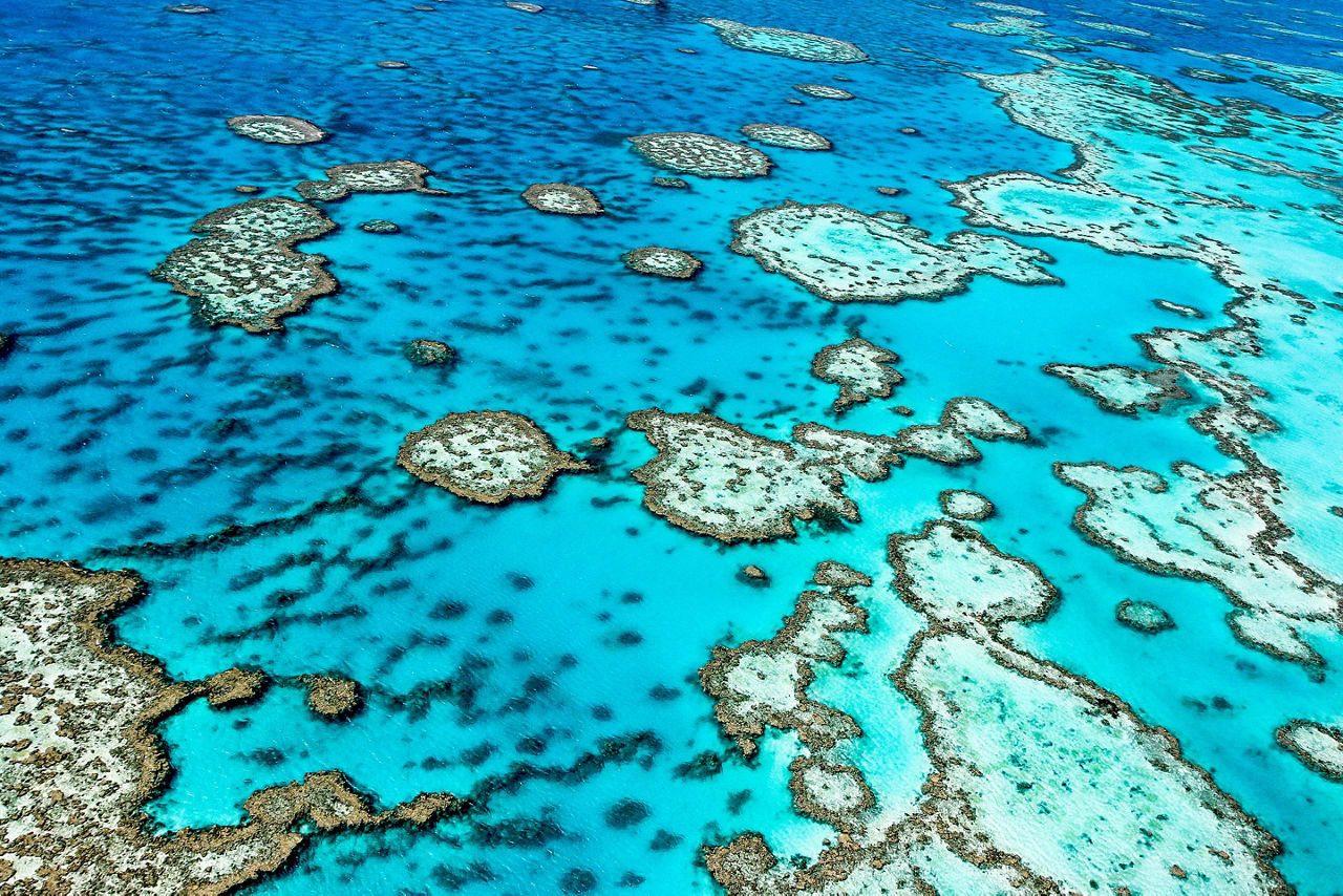Aerial view of the Great Barrier Reef. Australia.