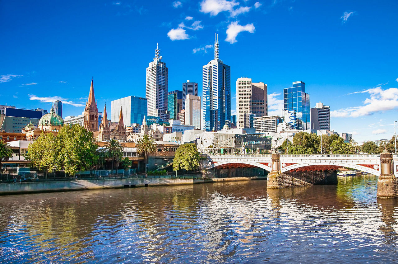 Melbourne Australia River and Bridge
