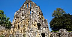 Part of the ruins of the historic Battle Abbey in the town of Battle in East Sussex