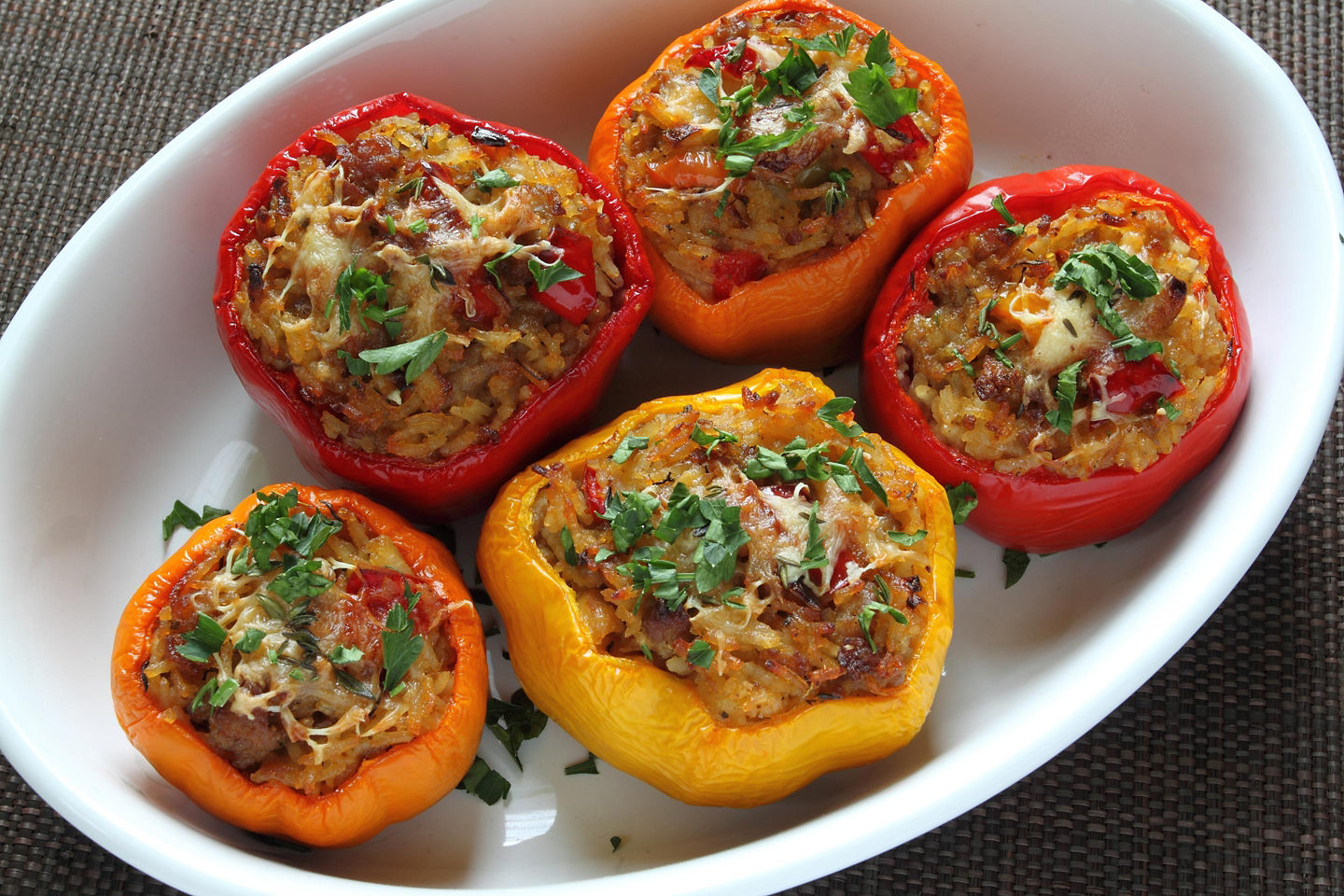 Punjene paprike are hearty stuffed peppers, a beloved Balkan comfort food found across Dubrovnik. - Dubrovnik, Croatia