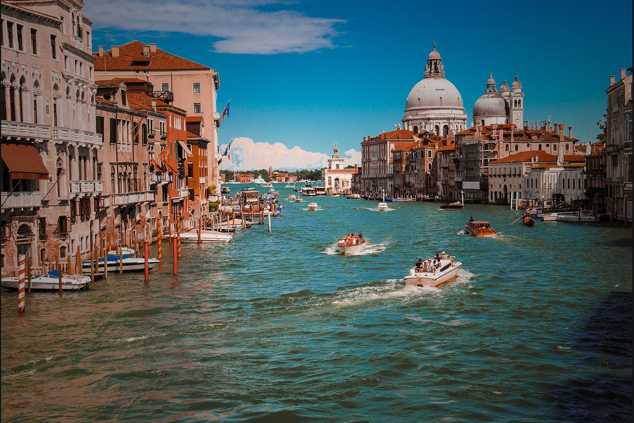 Venice, Italy Canal with Gondolas