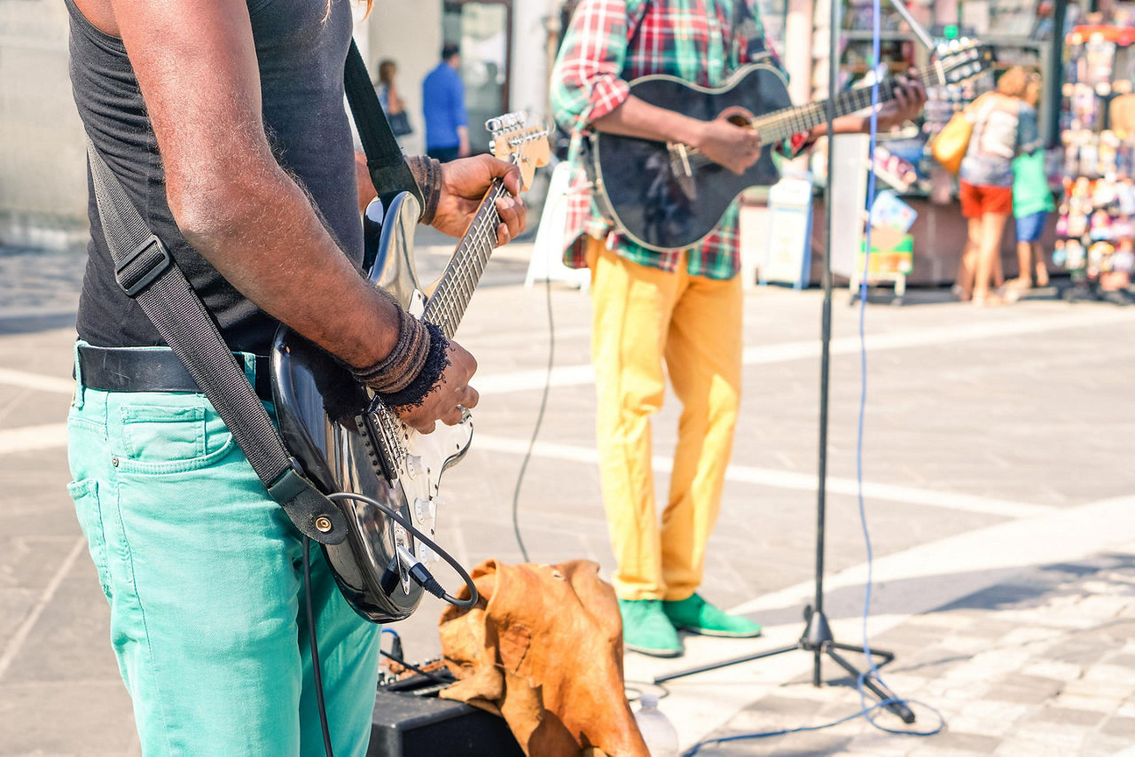 Falmouth, Jamaica, Reggae Street Musicians Guitars