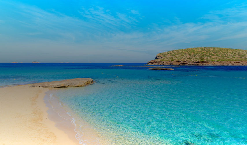 Ibiza, Spain Beach with Clear Blue Waters