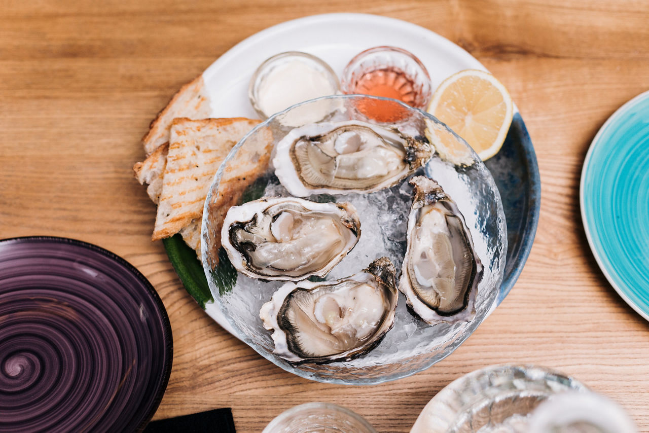 Fresh Oysters on a Plate