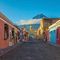 Antigua, Guatemala with Agua Volcano in the Background