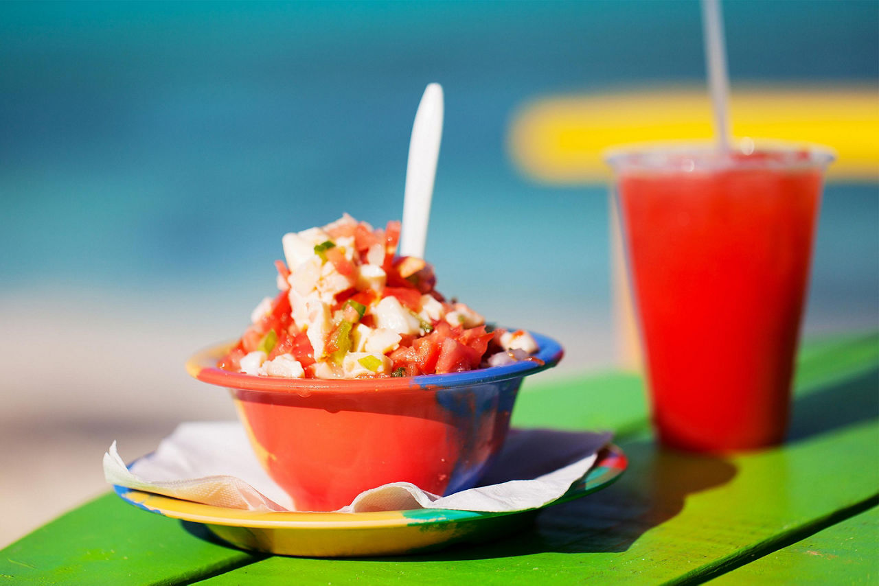Bahamian Conch Salad and Fruit Punch