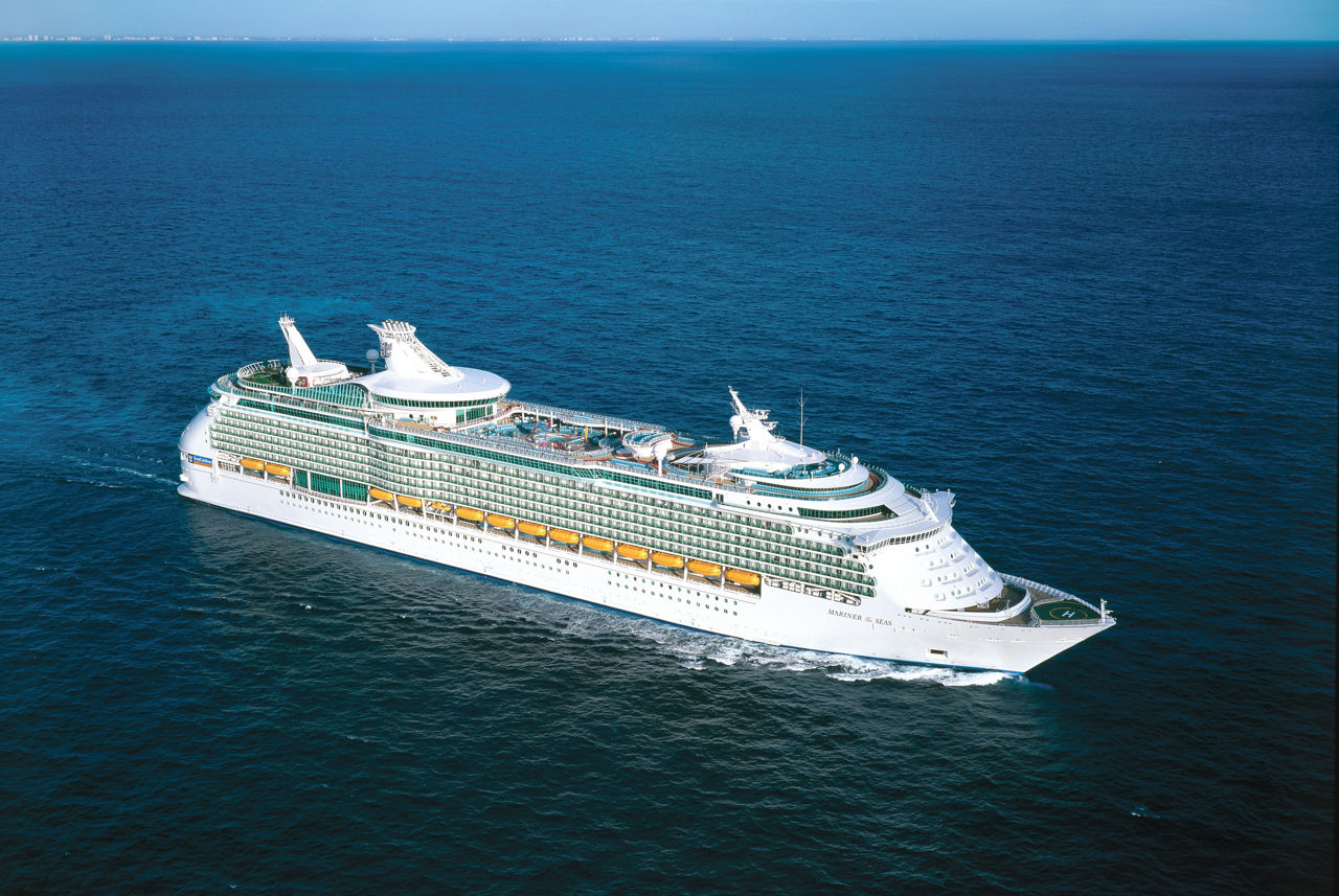 Side View of Mariner of the Seas With Singapore and Caribbean Destinations