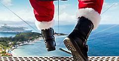 View of Santa boots just about to go on a zipline shore excursion