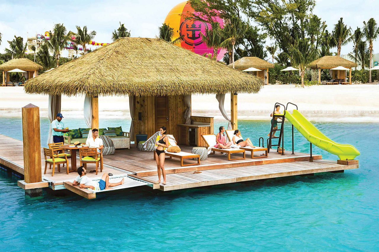 Perfect Day Coco Beach Club Family Enjoying Floating Cabana