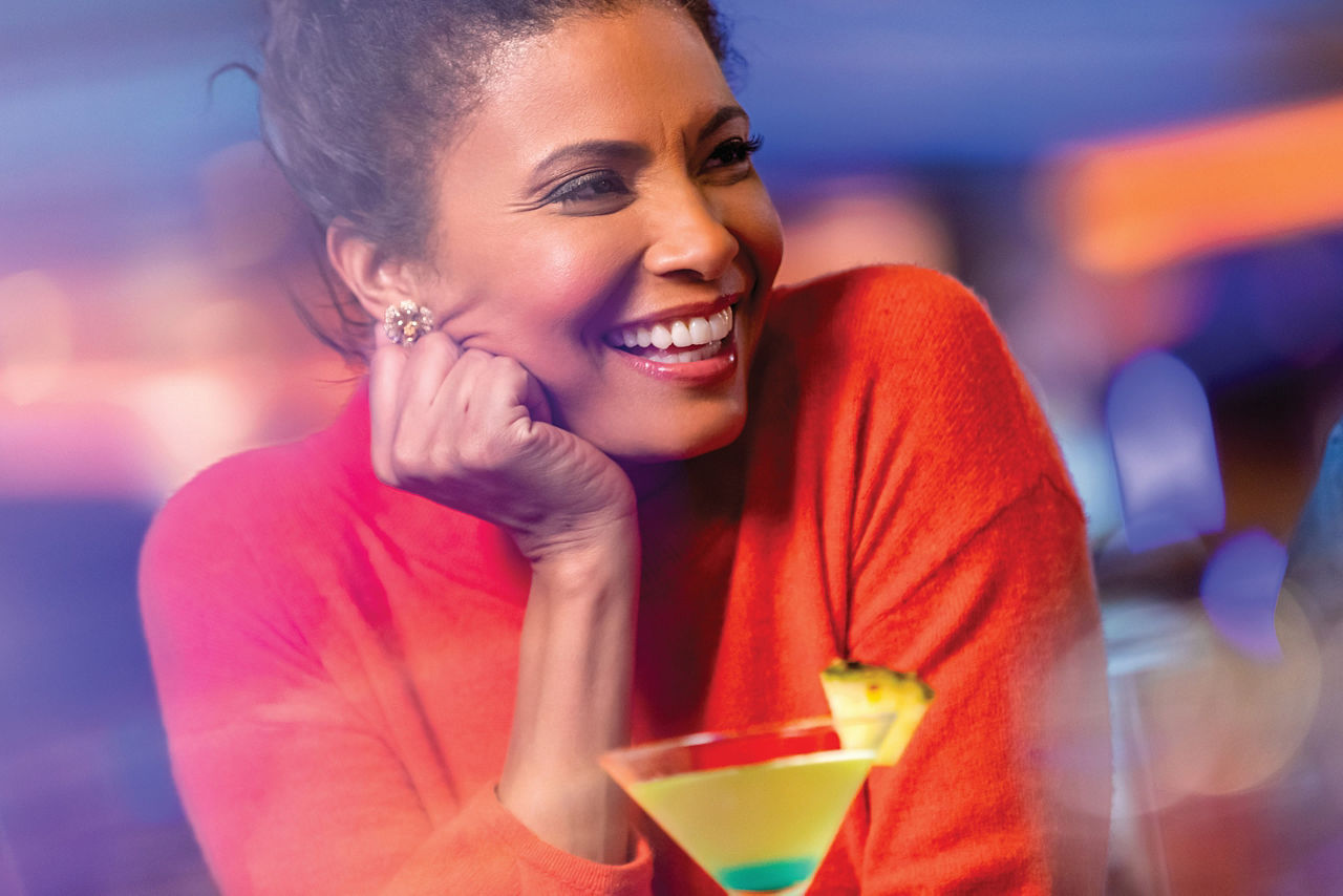 Woman Enjoying Cocktails 