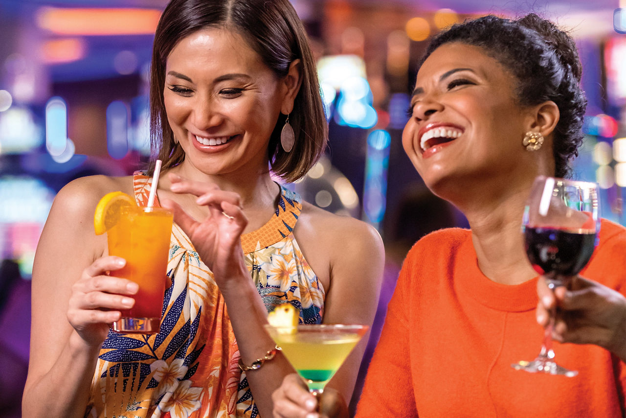 Girlfriends Enjoying Cocktails at the Casino