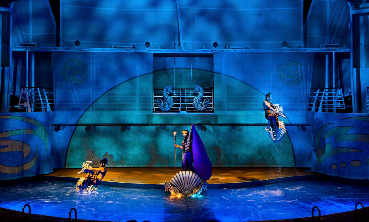 Performers on Stage during the Oceanaria Cruise Show on Adventure of the Seas