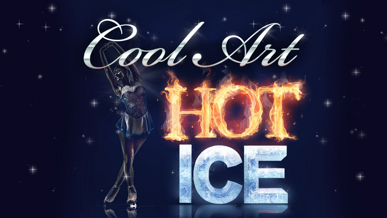 Horizontal marquee for the original ice skating show Cool Art Hot Ice.