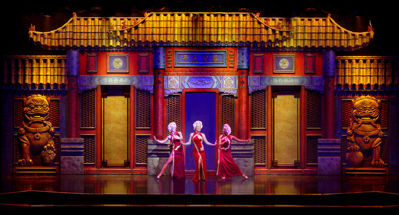 City of Dreams Cruise Show, Performers in Red Dresses on Stage, Jewel of the Seas