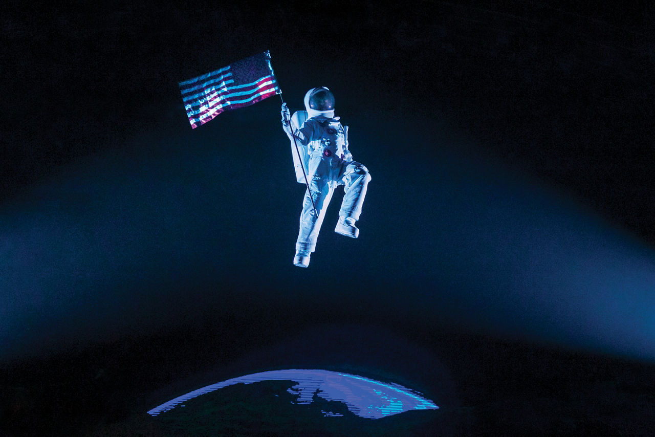 Astronaut Landing During Flight