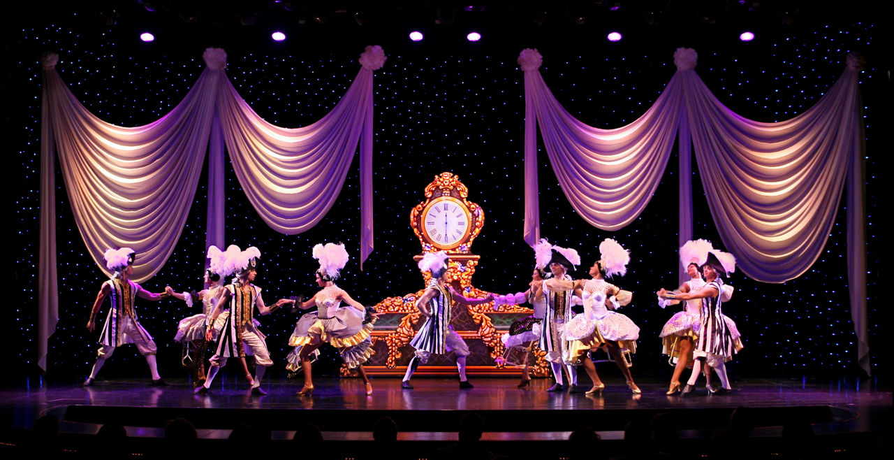 Freedom of the Once Upon a Time Cruise Show, Performers on elegant stage