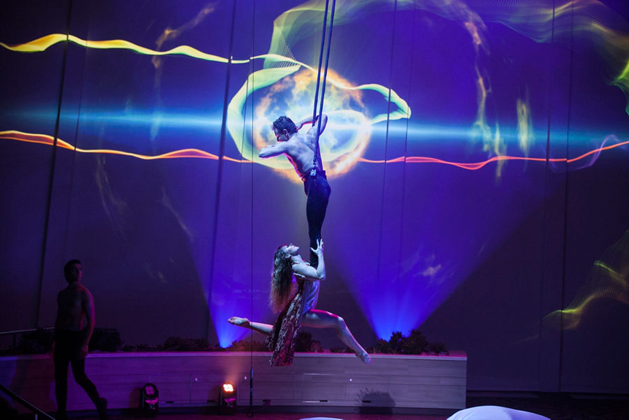 Starwater Show Acrobats Aerial Two Performers Blue