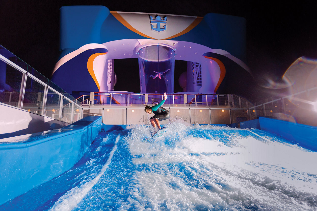 Anthem of the Seas Flowrider and iFly at Night