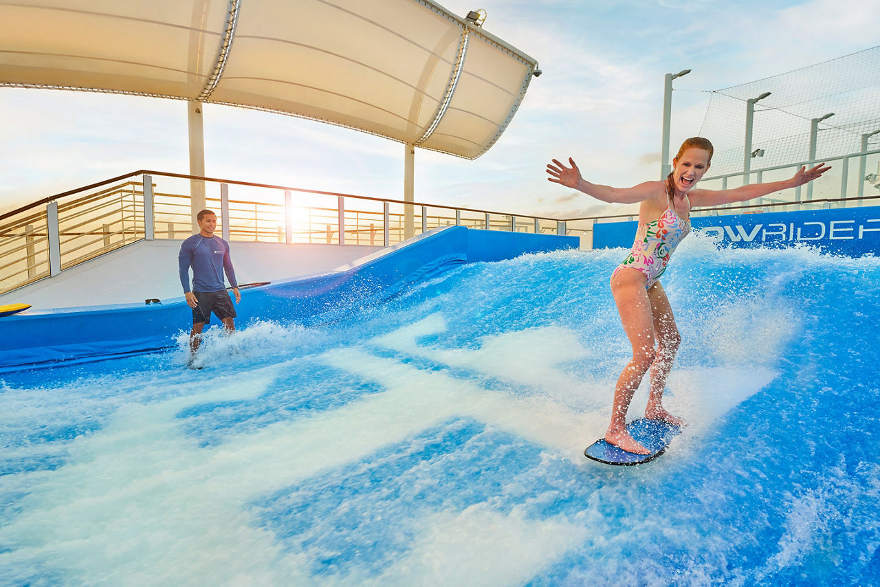 Woman Enjoying her Flowrider Private Lesson