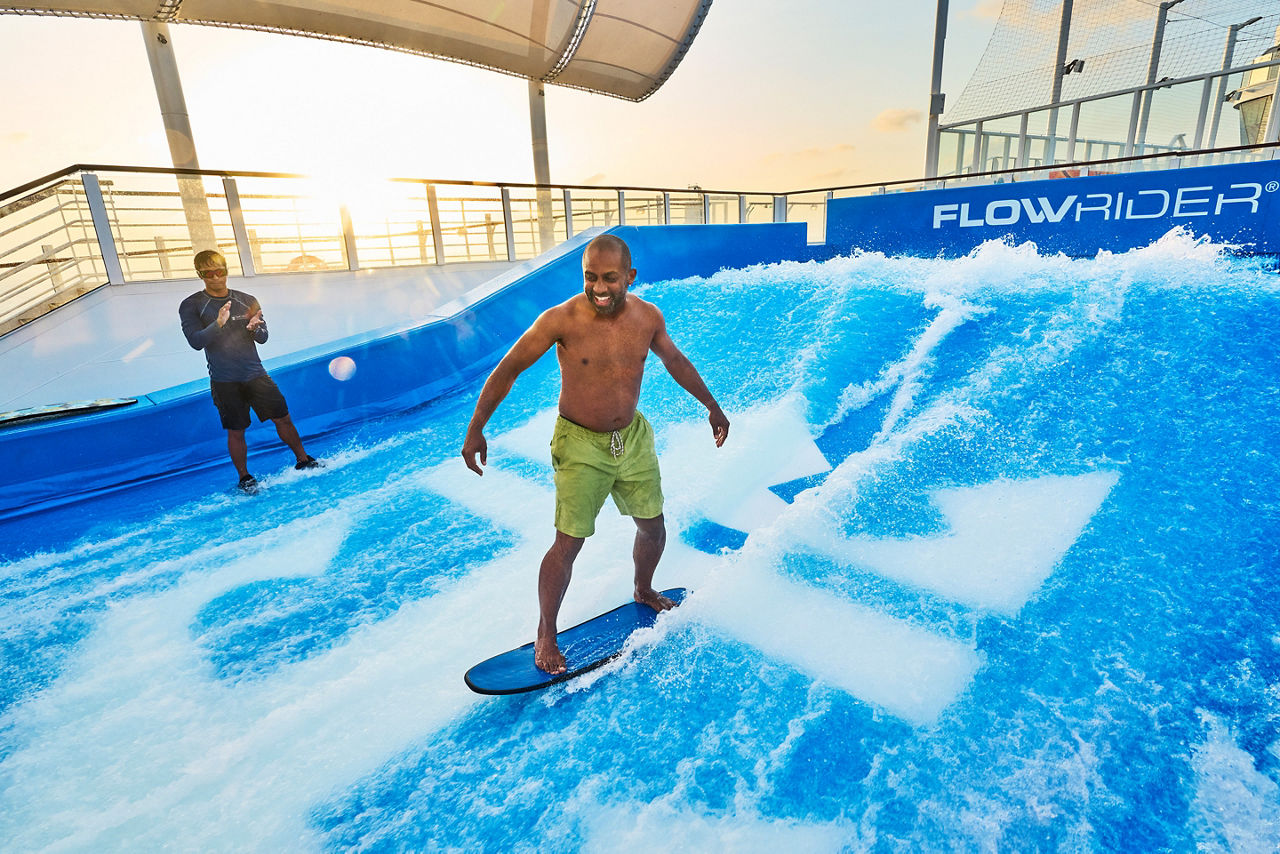 Flowrider Man Surfing Stand Up Lesson
