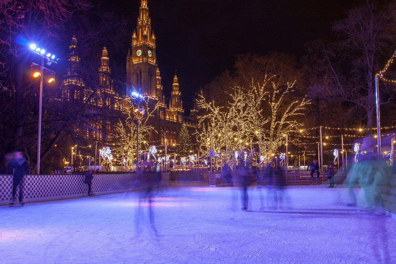 Ice rink by the town hall of Vienna Austria