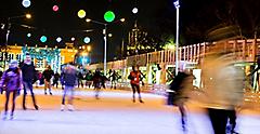 People Skating Park in Winter