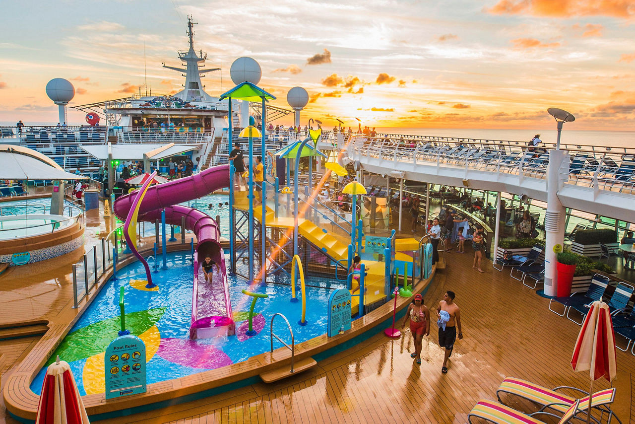 Adventure of the Seas Pool Deck at Sunset