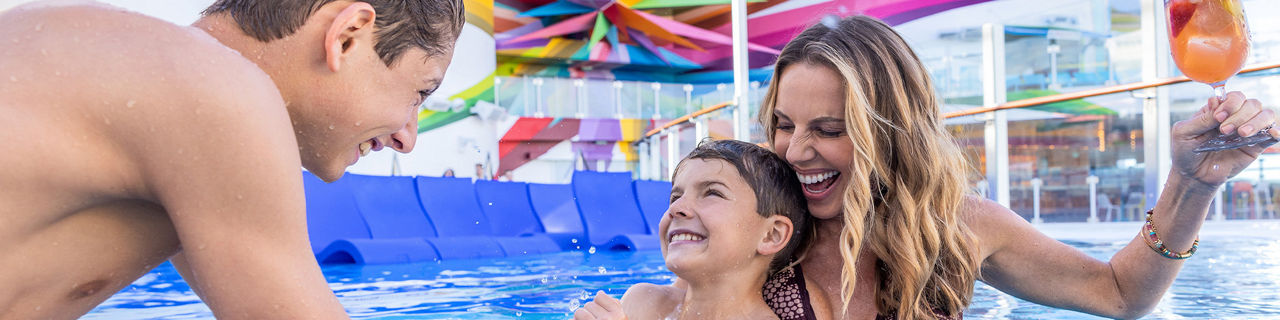 Mom and her kids having fun at Royal Bay Pool