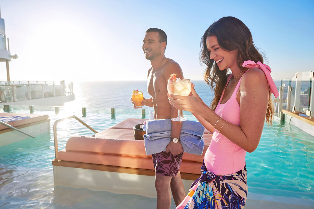 Couple Enjoying the Sunset at the Hideaway Pool