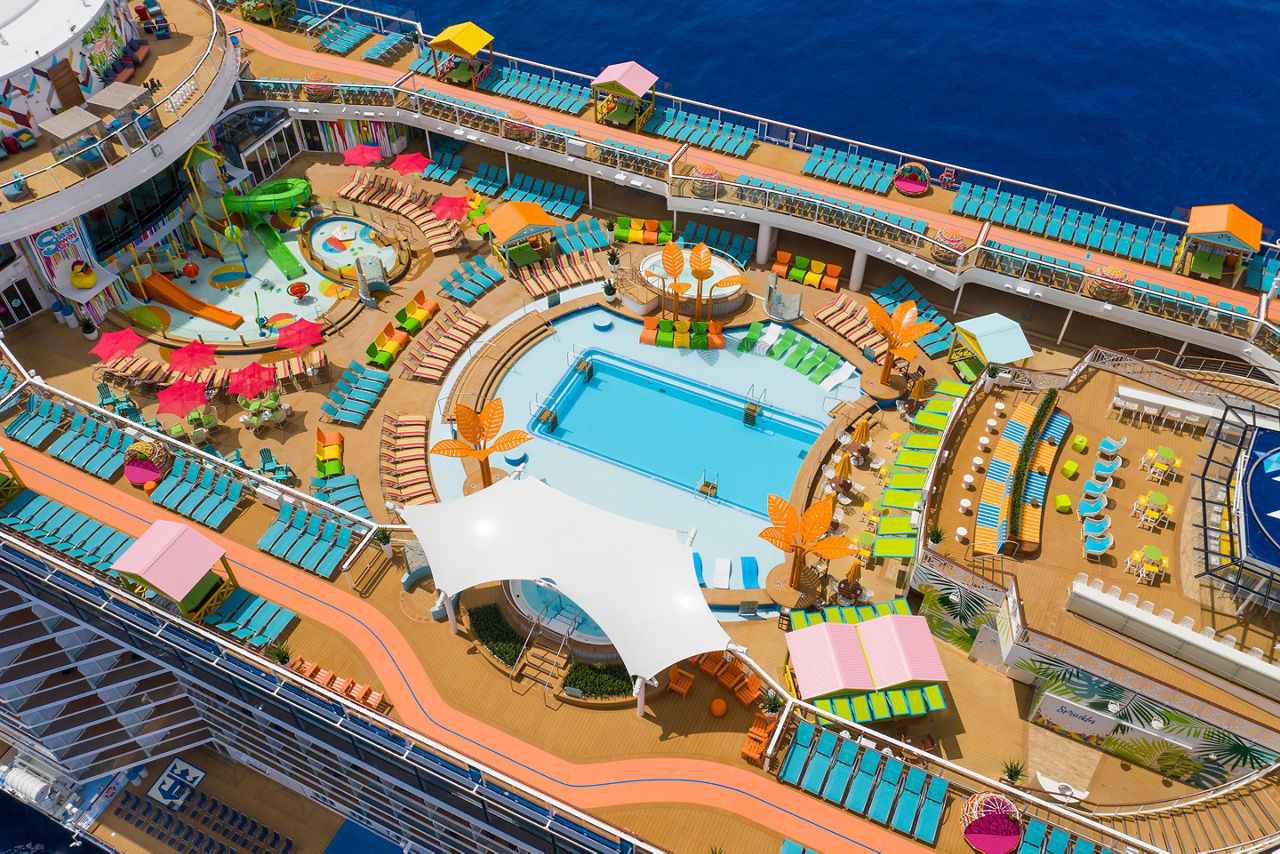 Odyssey of the Seas Pool Deck Aerial Close Up