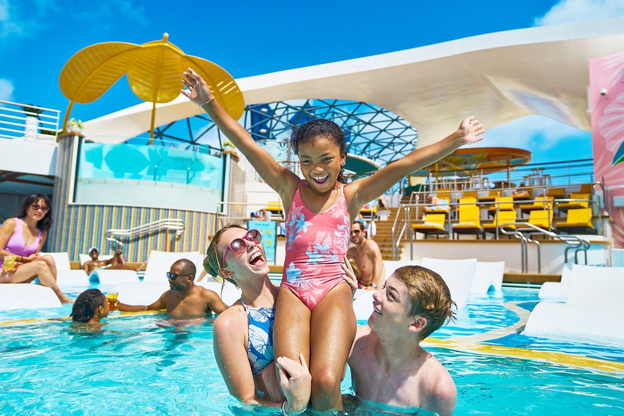 Pool Mother Playing with her Kids