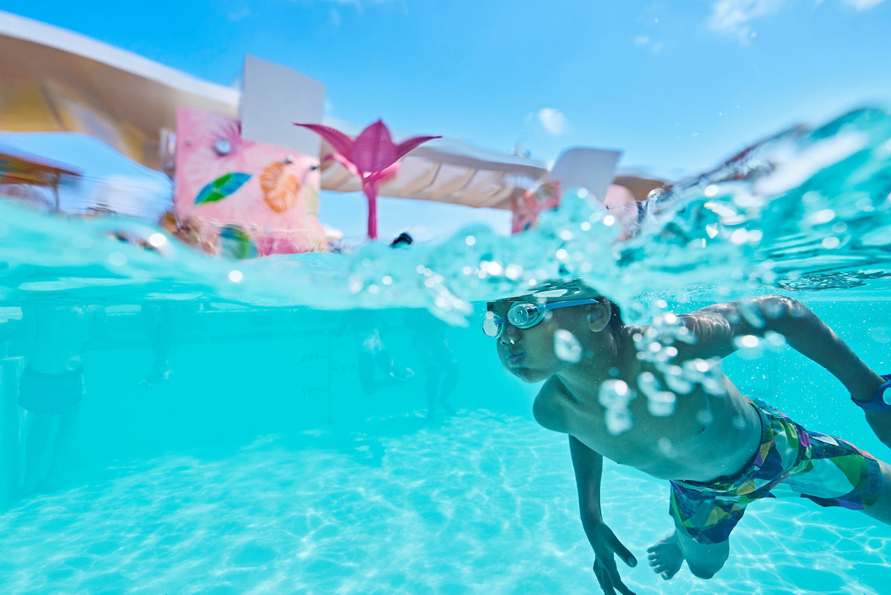 Pool Boy Diving and Swimming