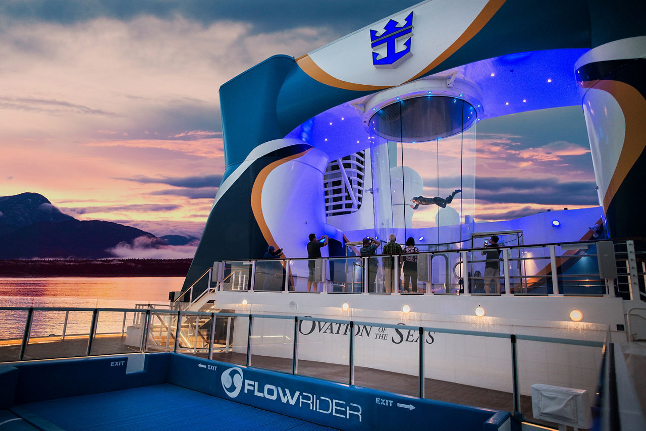 Ovation of the Seas iFly in Alaska During Sunset
