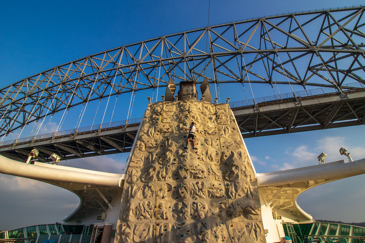 Jewel of the Seas Rock Climbing Wall by Panama Bridge 