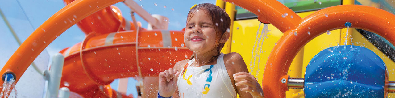 Oasis of the Seas Splashaway Bay Girl Drenched with Water Bucket