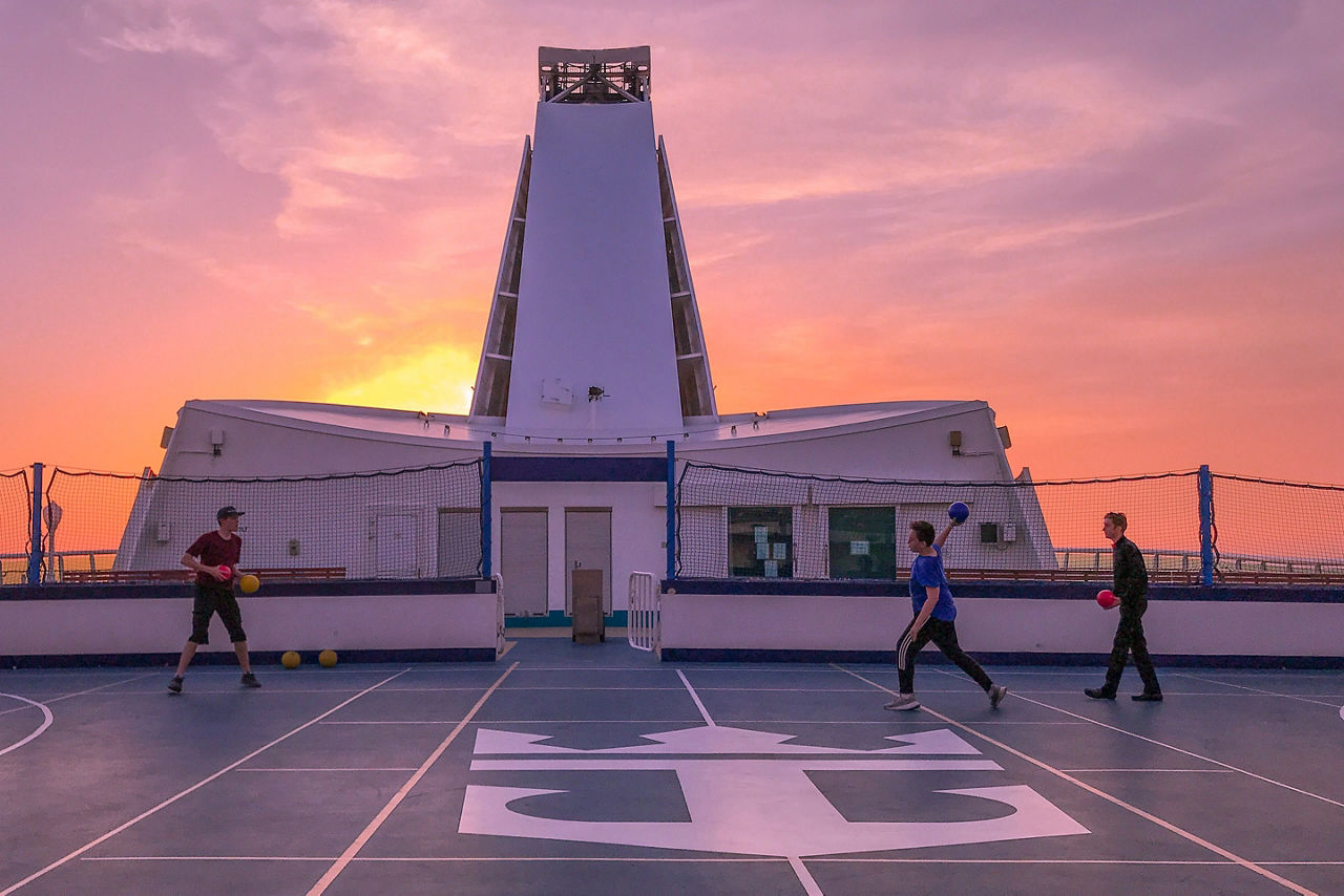 Explorer of the Seas Sports Deck Sunset Basketball