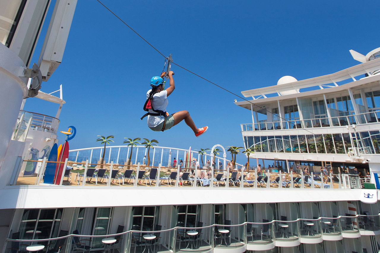 A woman doing the zip line