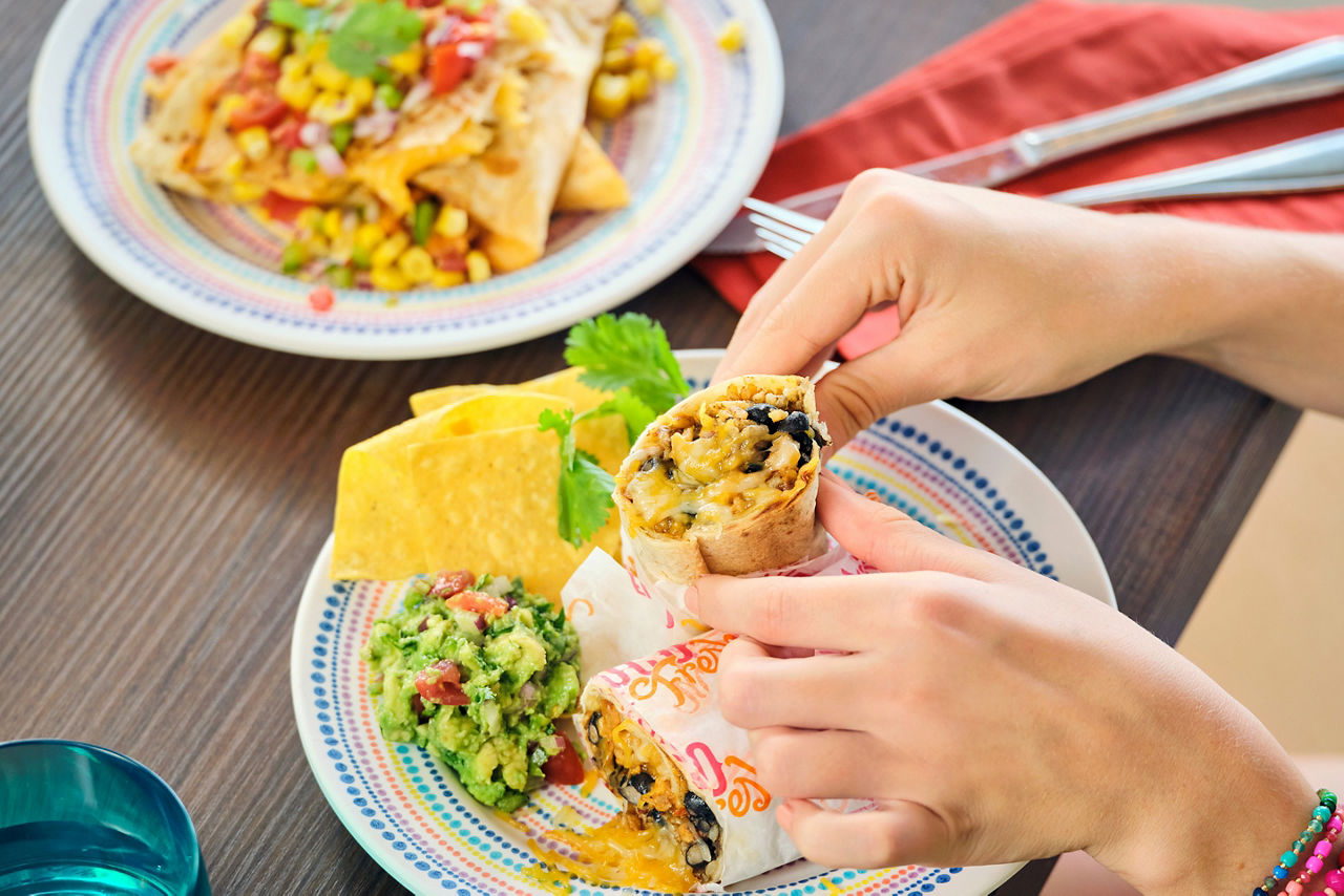 El Loco Fresh Burrito with Chips and Guacamole