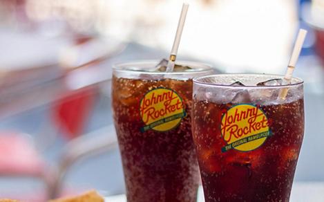 Fries, onion rings and two sodas at Johnny Rockets on a Royal Caribbean cruise ship