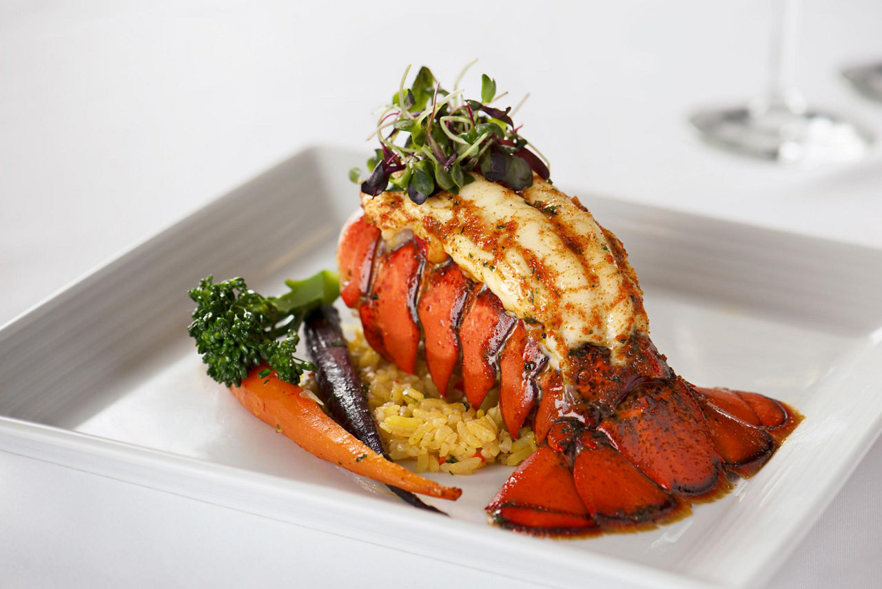 Main Dining Room Lobster Tail With Rice Dish