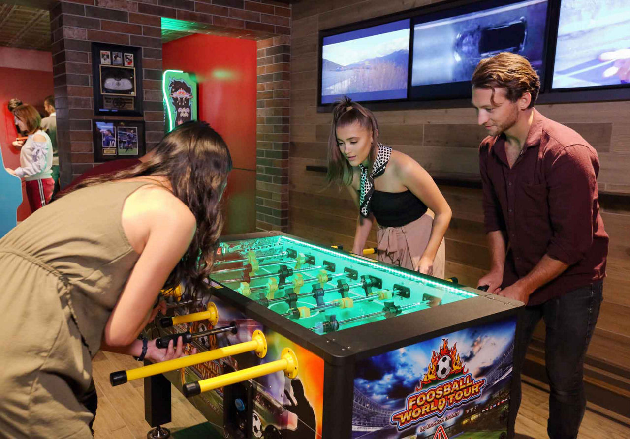 Mariner, Playmakers Sports Bar Arcade, Foosball Friends Playing