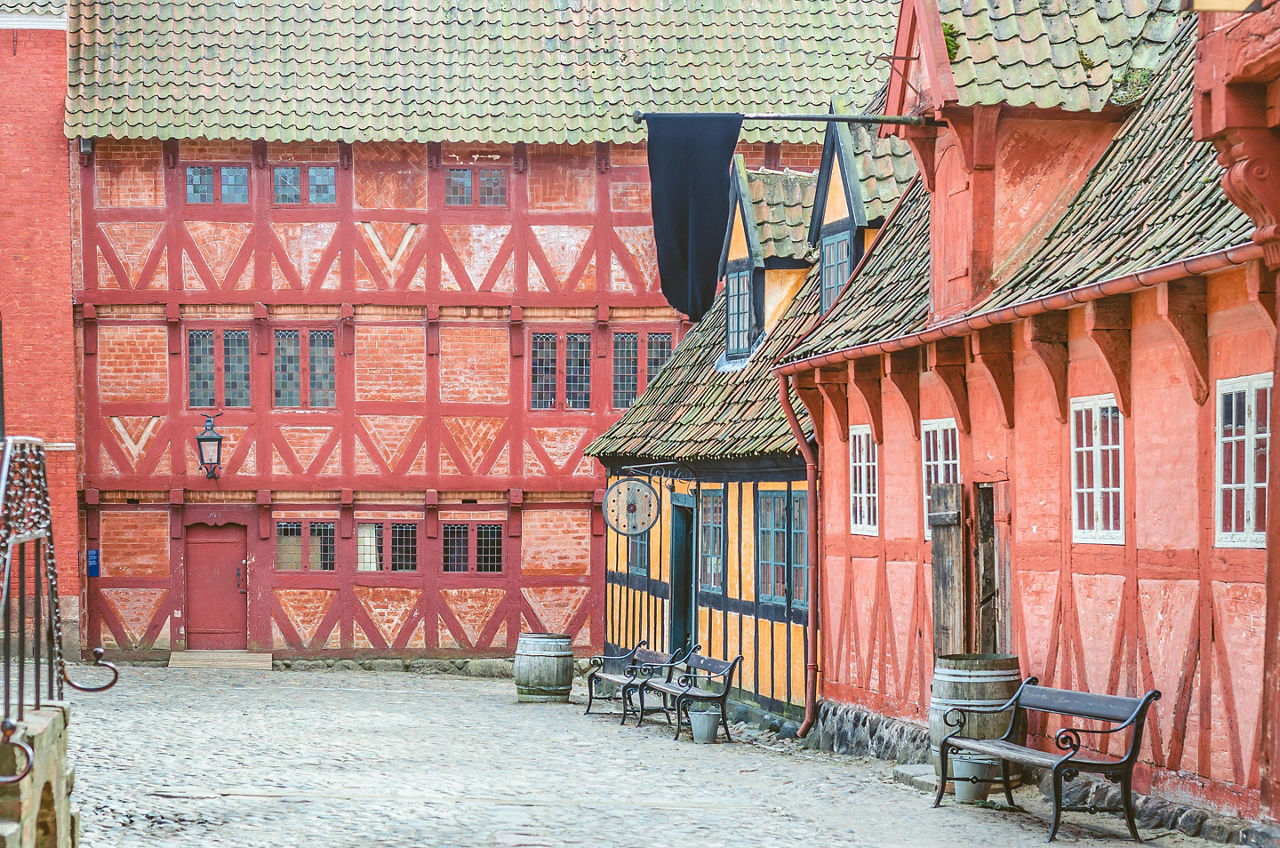 Historical buildings in Aarhus, Denmark
